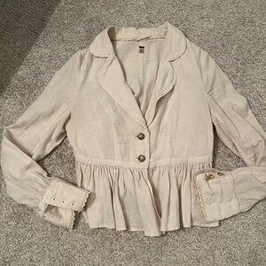 Women's Cream Peplum Jacket